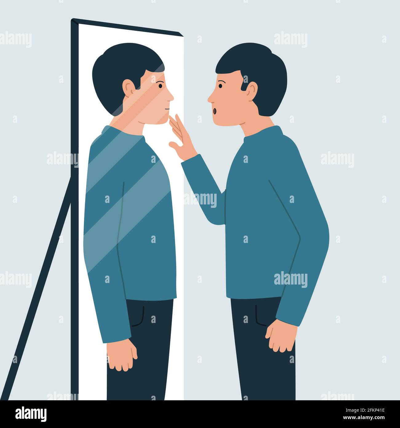 Vector illustration of a guy feeling like a different person. Stock Vector