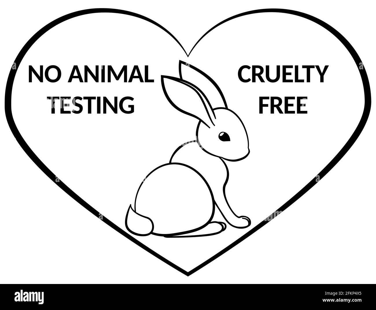 Cruelty free concept black monochrome design with rabbit symbol. Not tested  on animals heart shape icon. Vector illustration Stock Vector Image & Art -  Alamy