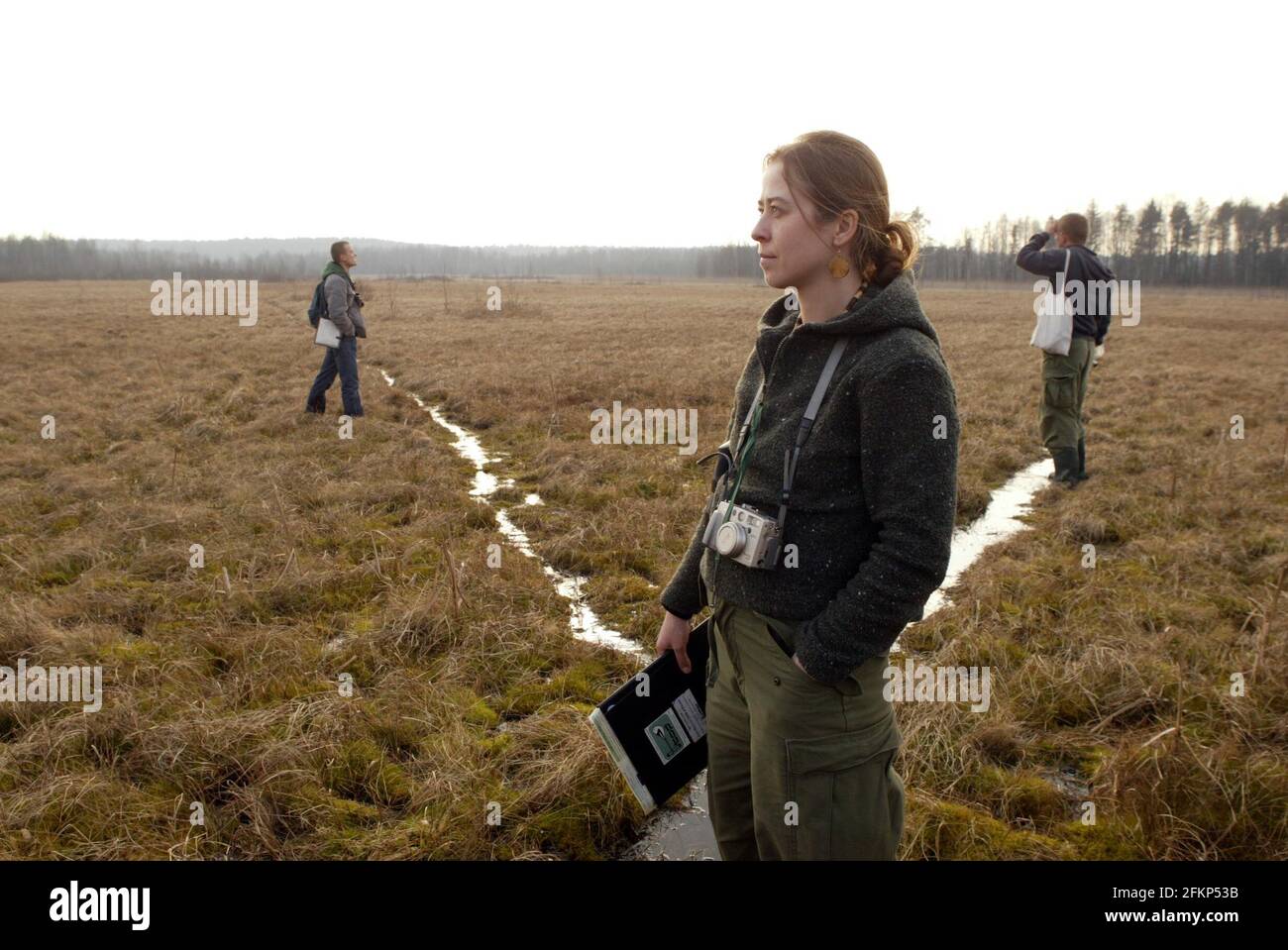 Gosia Znaniecka works for OTOP (polands society for the protection of birds on the wet lands of the Rospuda valley.  Plans to build a highway through Polands,  Rospuda Valley, a virtually untouched area of peatland on the border of Lithuania, have sparked a major controversy both in Poland and in Brussels with environmentalists warning it could have a catastrophic effect on local wildlife. The Via Baltica road aims to link the Baltic states to Scandinavia and will make trade easier between the two regions   pic David Sandison Stock Photo