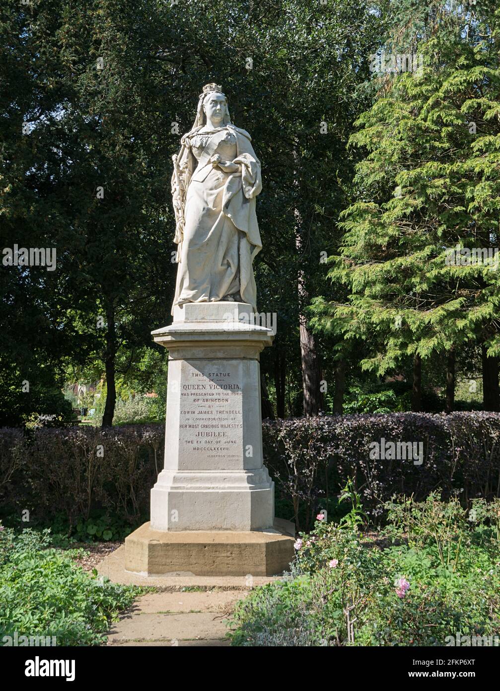 Marble statue of Queen Victoria,in Abbey Gardens, Abingdon, Oxfordshire