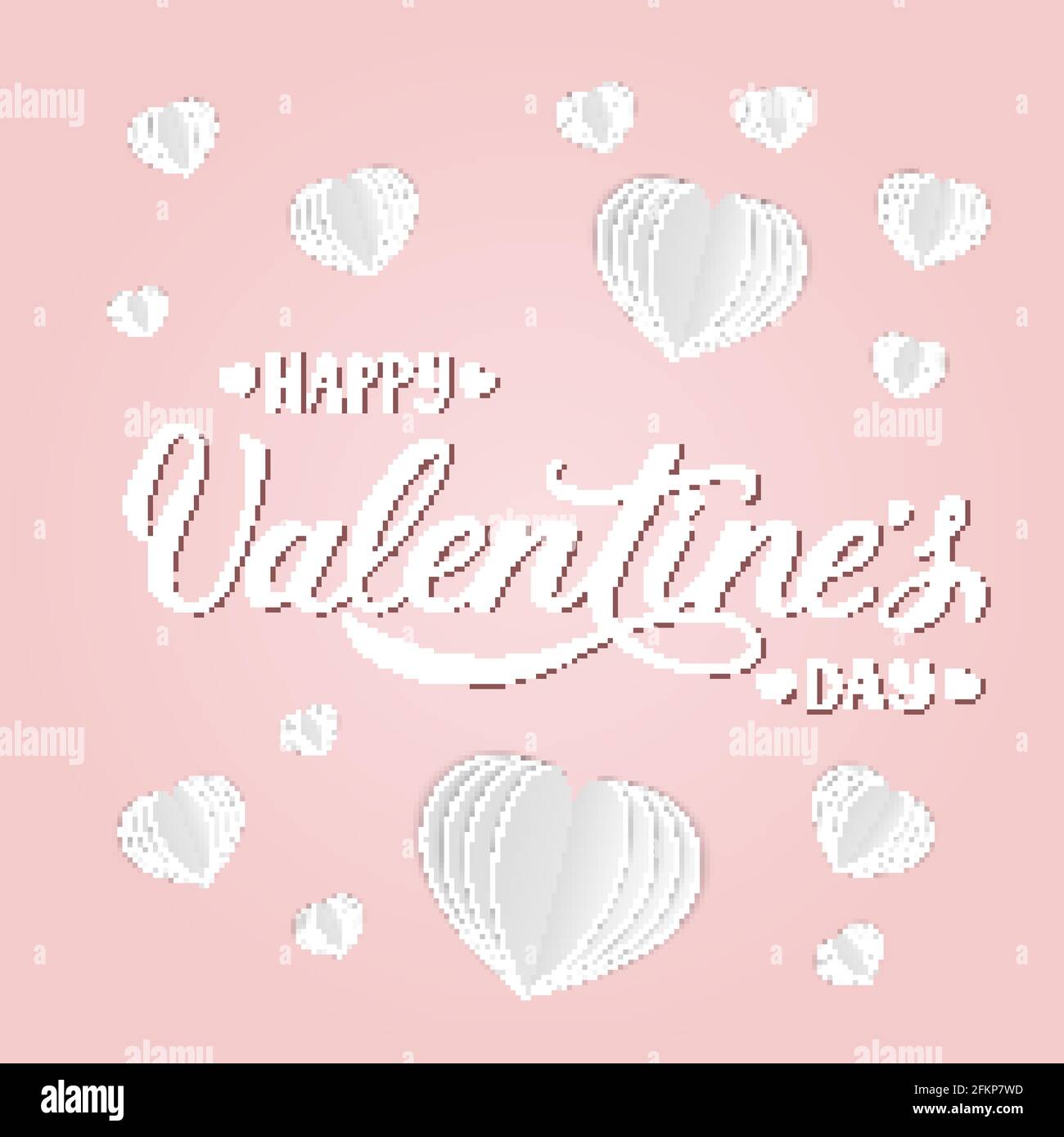 Happy Valentine s day banner with calligraphy hand lettering and white ...