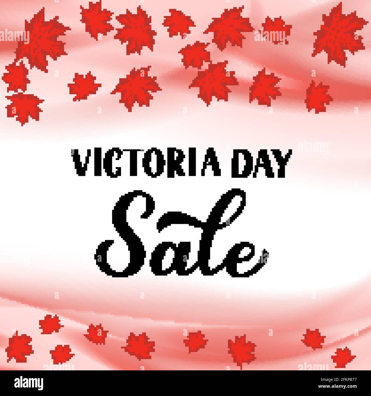Victoria day Sale banner. Calligraphy hand lettering with red maple