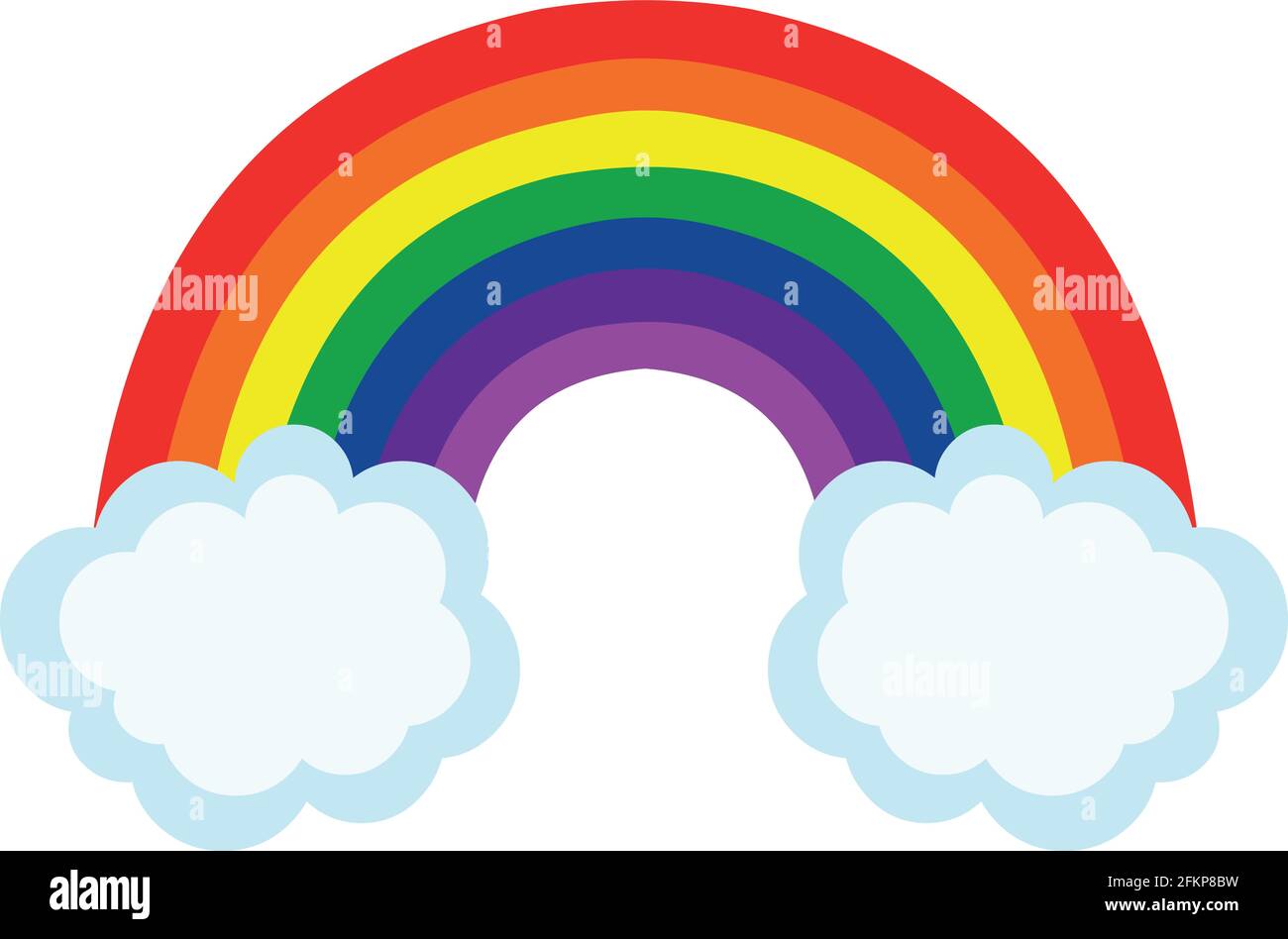 Vector illustration of a rainbow with clouds Stock Vector