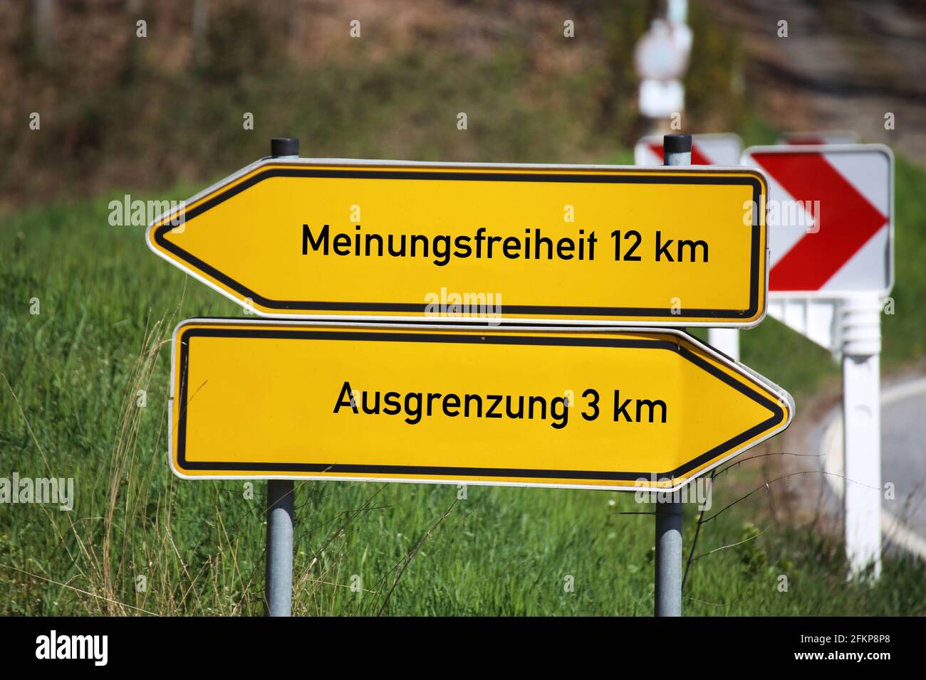 Symbol image on the topic of freedom of expression, Germany. Signposts show the options freedom of expression and exclusion Stock Photo