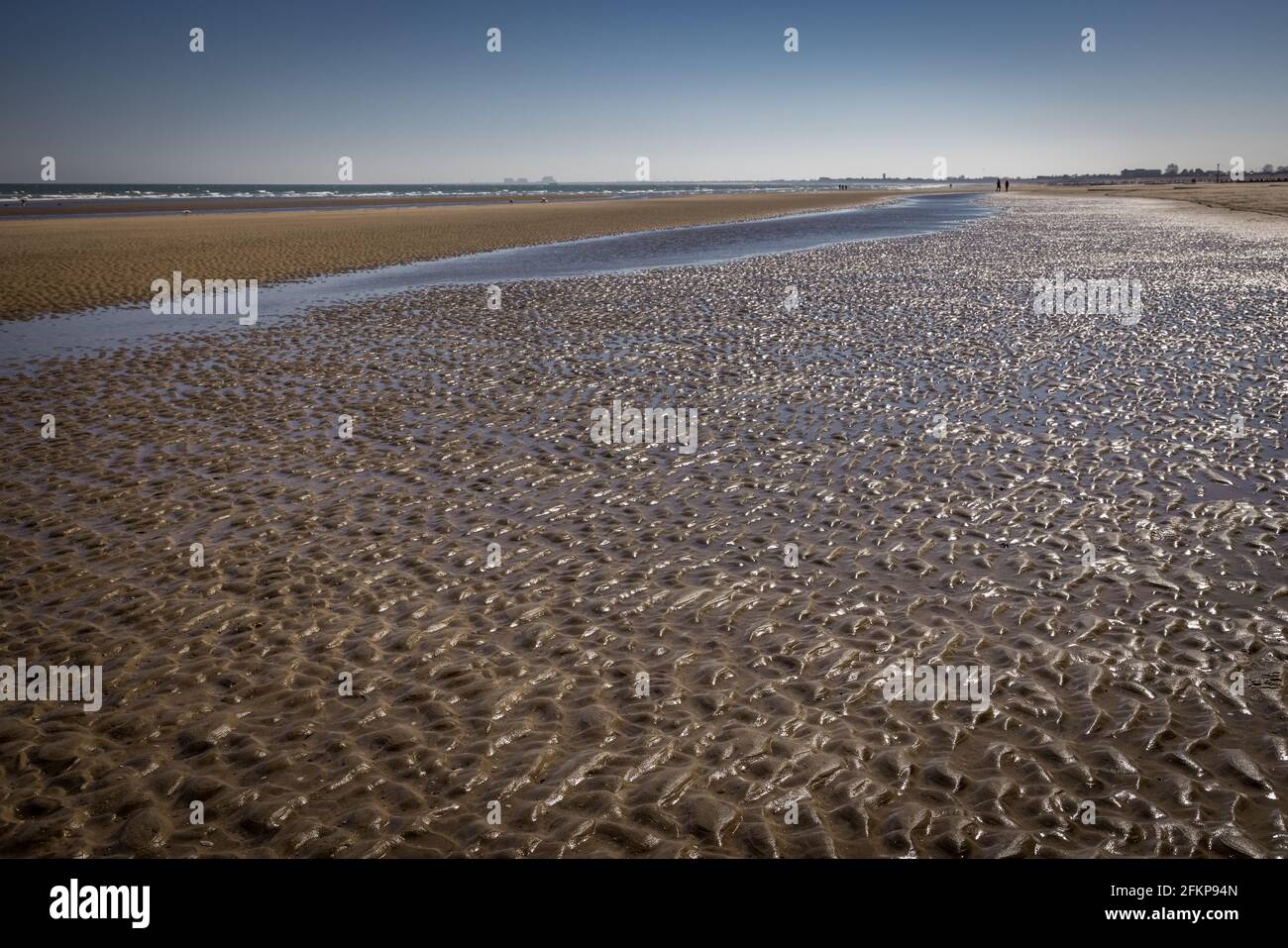 Deserted beach beach at Dymchurch, Kent, England Stock Photo