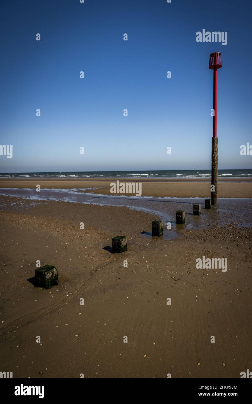 Deserted beach at Dymchurch, Kent, England Stock Photo