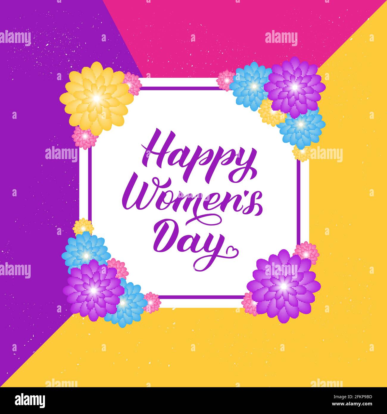 Lettering Invi Happy Women s Day calligraphy lettering with colorful spring flowers ...