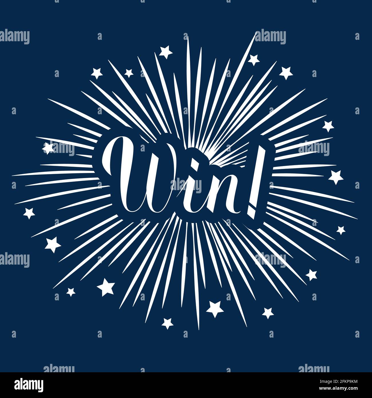Win calligraphy hand lettering with firework on blue background. Easy to  edit vector template for banner, typography poster, sign, badge, logo  design Stock Vector Image & Art - Alamy