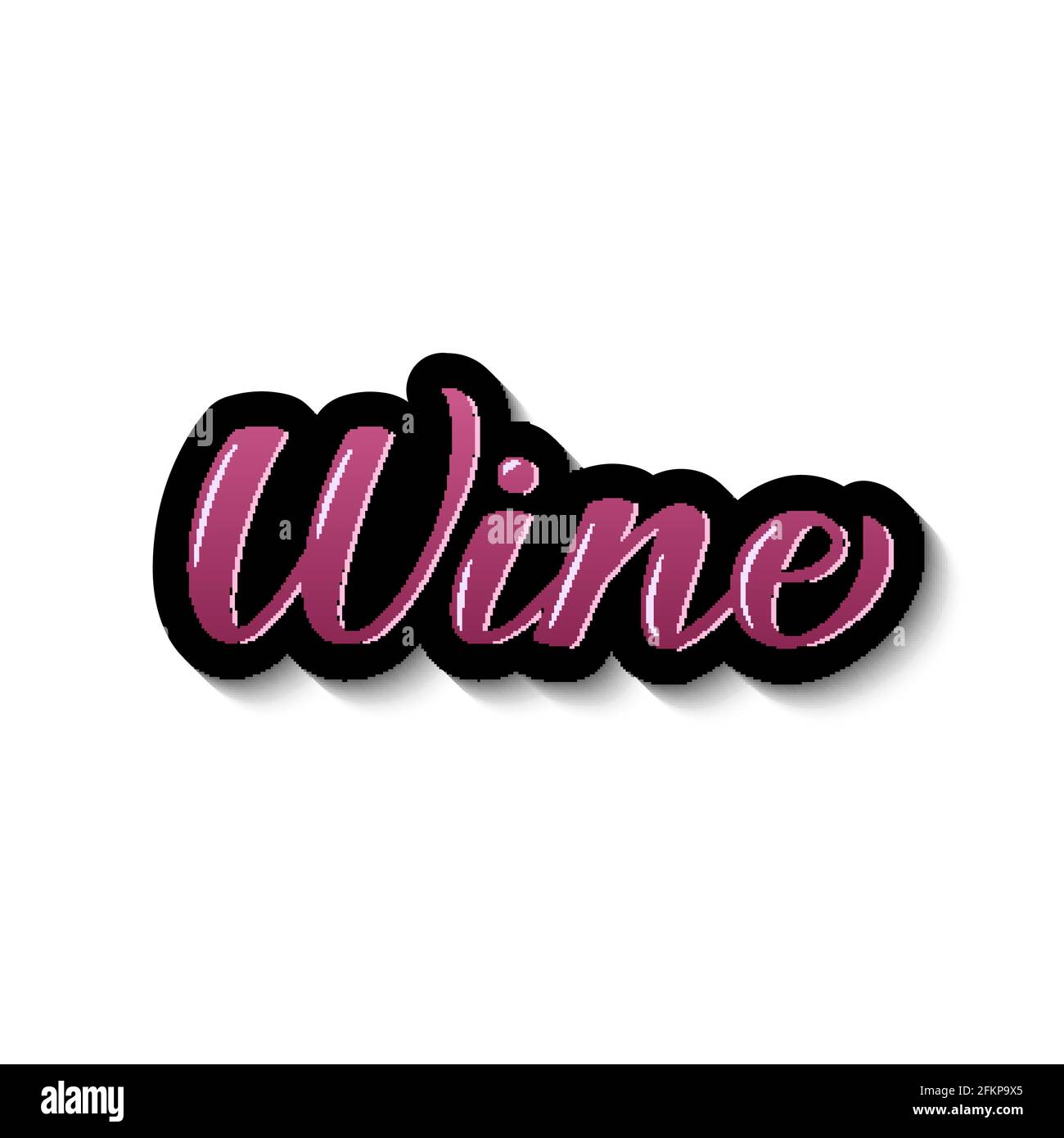 Wine 3d lettering. Handwritten sticker. Perfect for bar, restaurant ...
