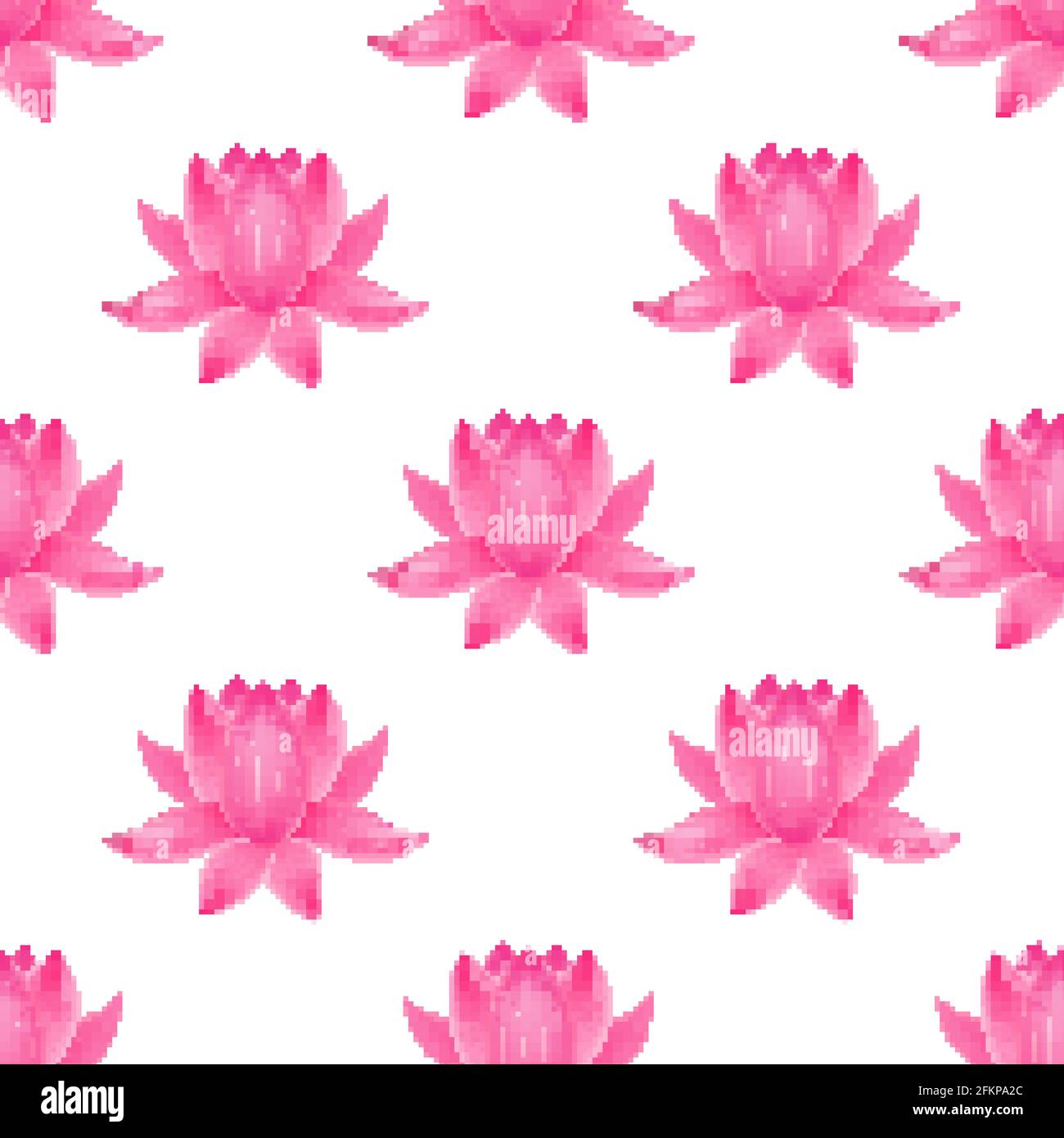 Lotus floral seamless pattern. Beautiful pink flowers on white