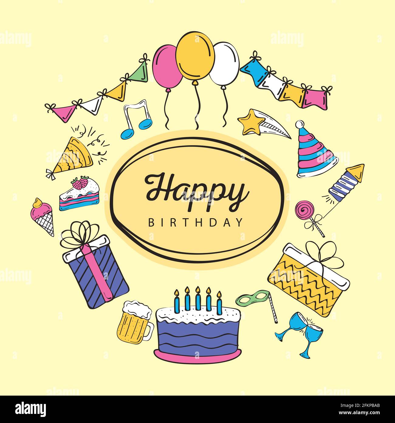 birthday celebration icons and lettering Stock Vector Image & Art Alamy