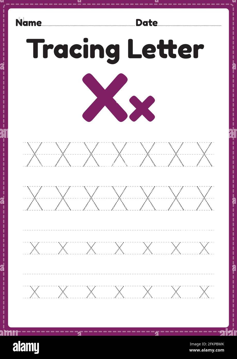 tracing letter x alphabet worksheet for kindergarten and preschool kids for handwriting practice and educational activities in a printable page illust stock vector image art alamy