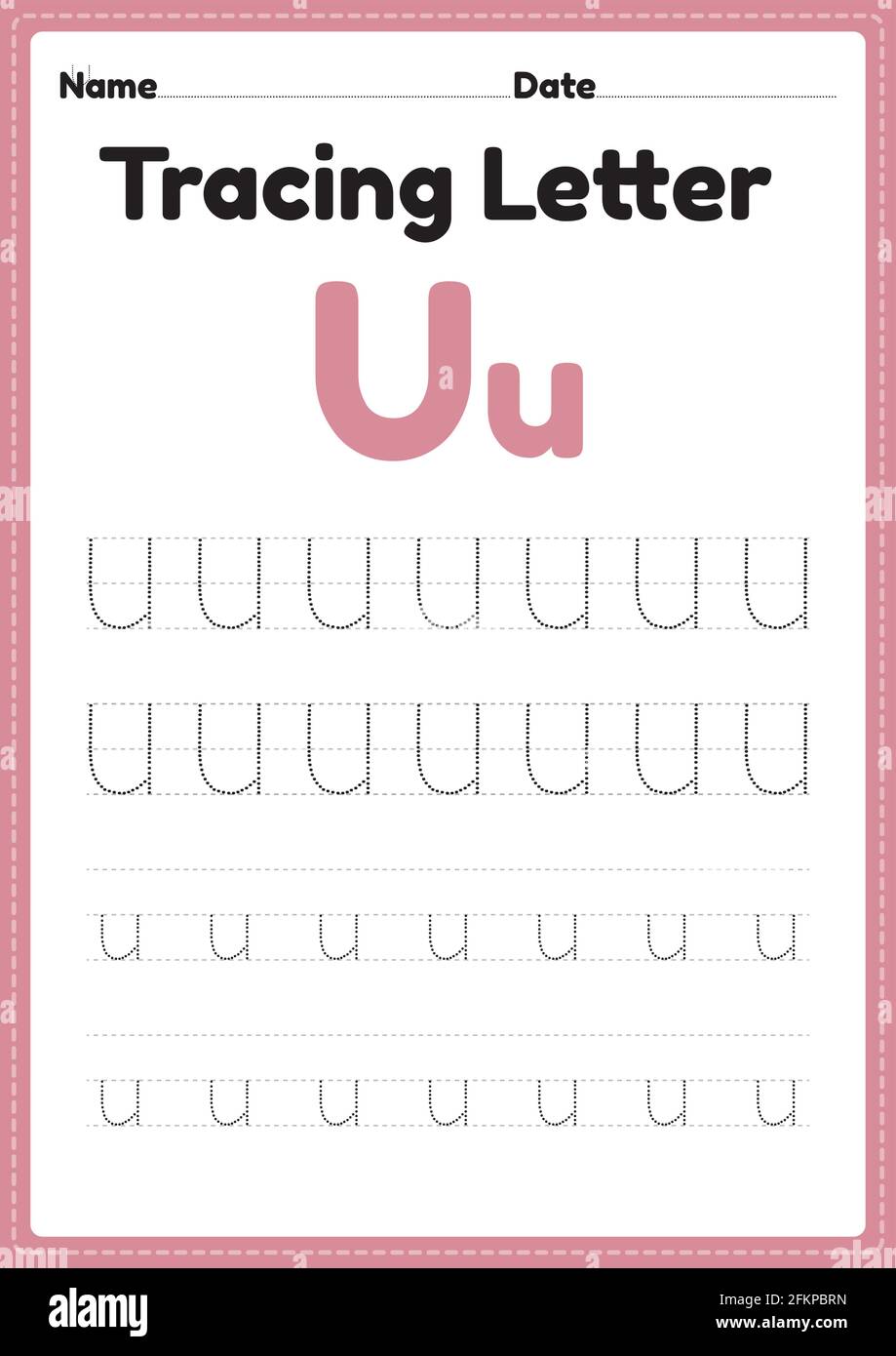 Tracing Letter U Alphabet Worksheet For Kindergarten And Preschool Kids For Handwriting Practice And Educational Activities In A Printable Page Illust Stock Vector Image Art Alamy