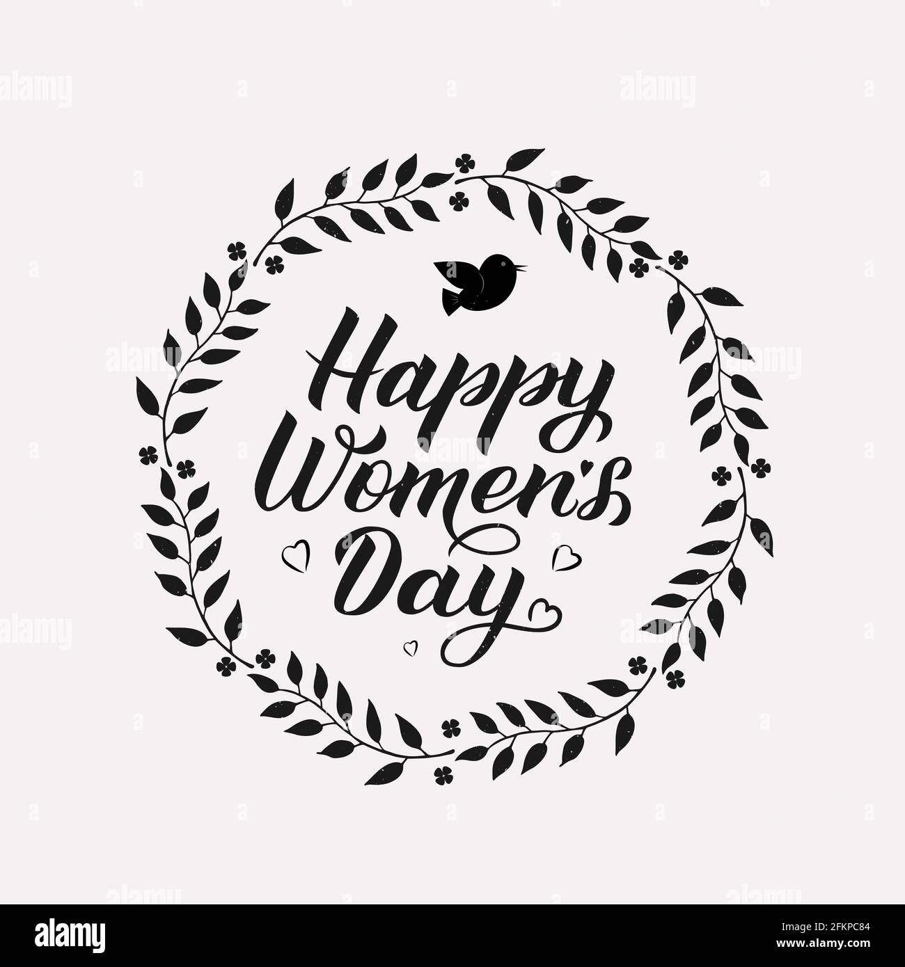 Happy Women s Day calligraphy lettering with floral wreath ...