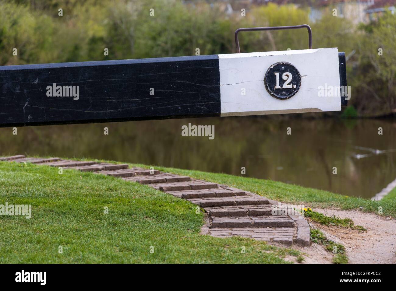 Balance Beam on a Canal Lock Gate Stock Photo