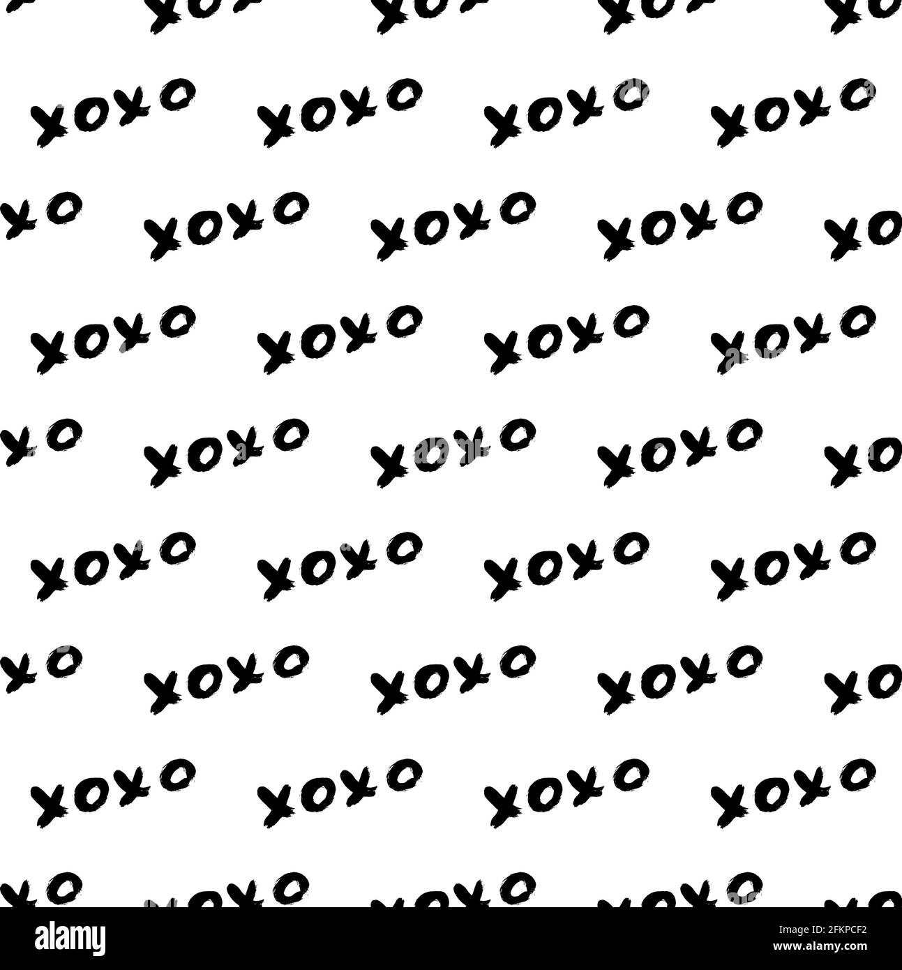 Seamless pattern XOXO on white background. Grunge hand written brush ...