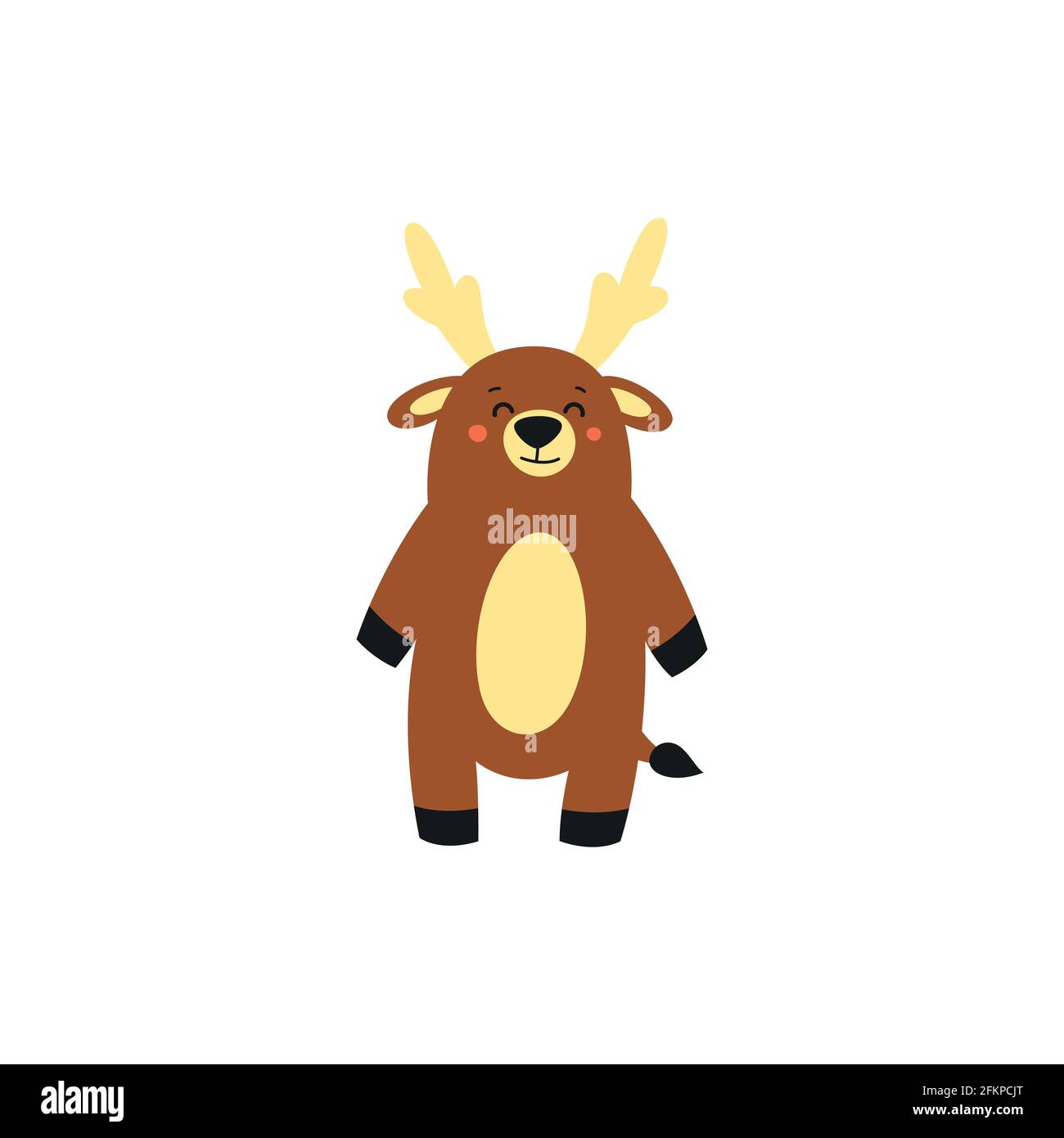 Cute moose vector illustration. Flat design over white background. Stock Vector