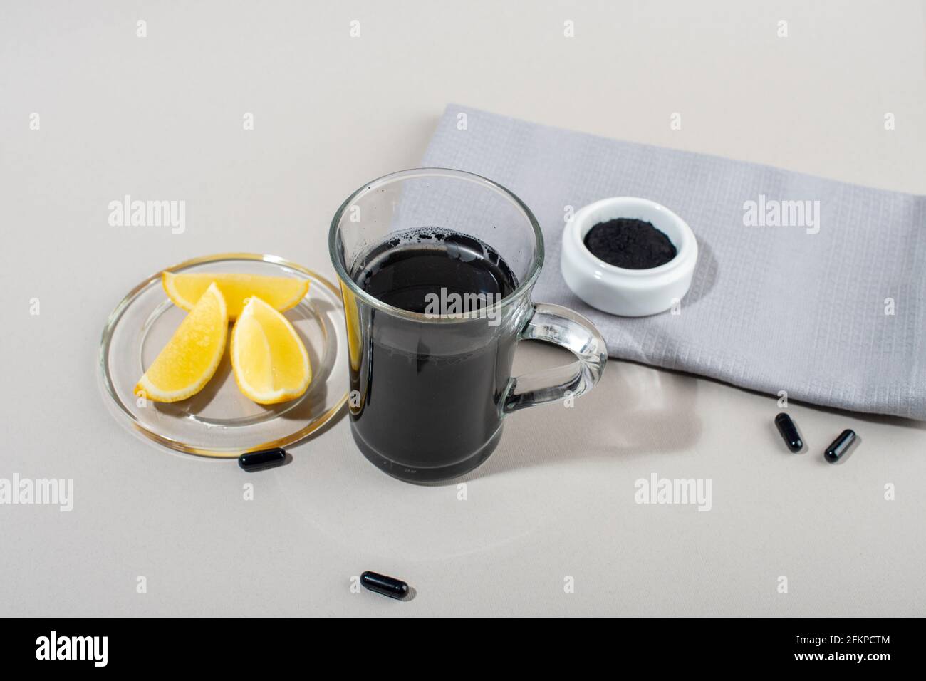 Detox drink with activated charcoal. Healthy lifestyle concept Stock