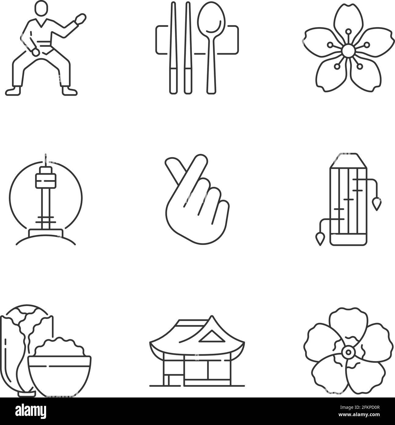 Korean culture linear icons set Stock Vector Image & Art - Alamy