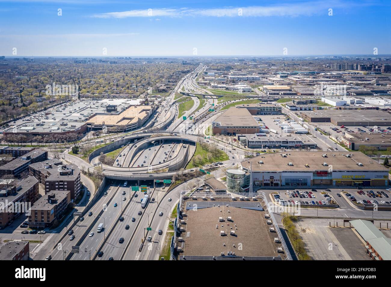 interchange between 15 and 40 in Montreal, aerial view Stock Photo