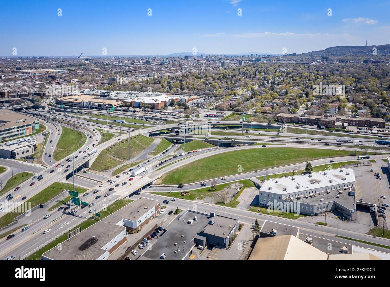 interchange between 15 and 40 in Montreal, aerial view Stock Photo
