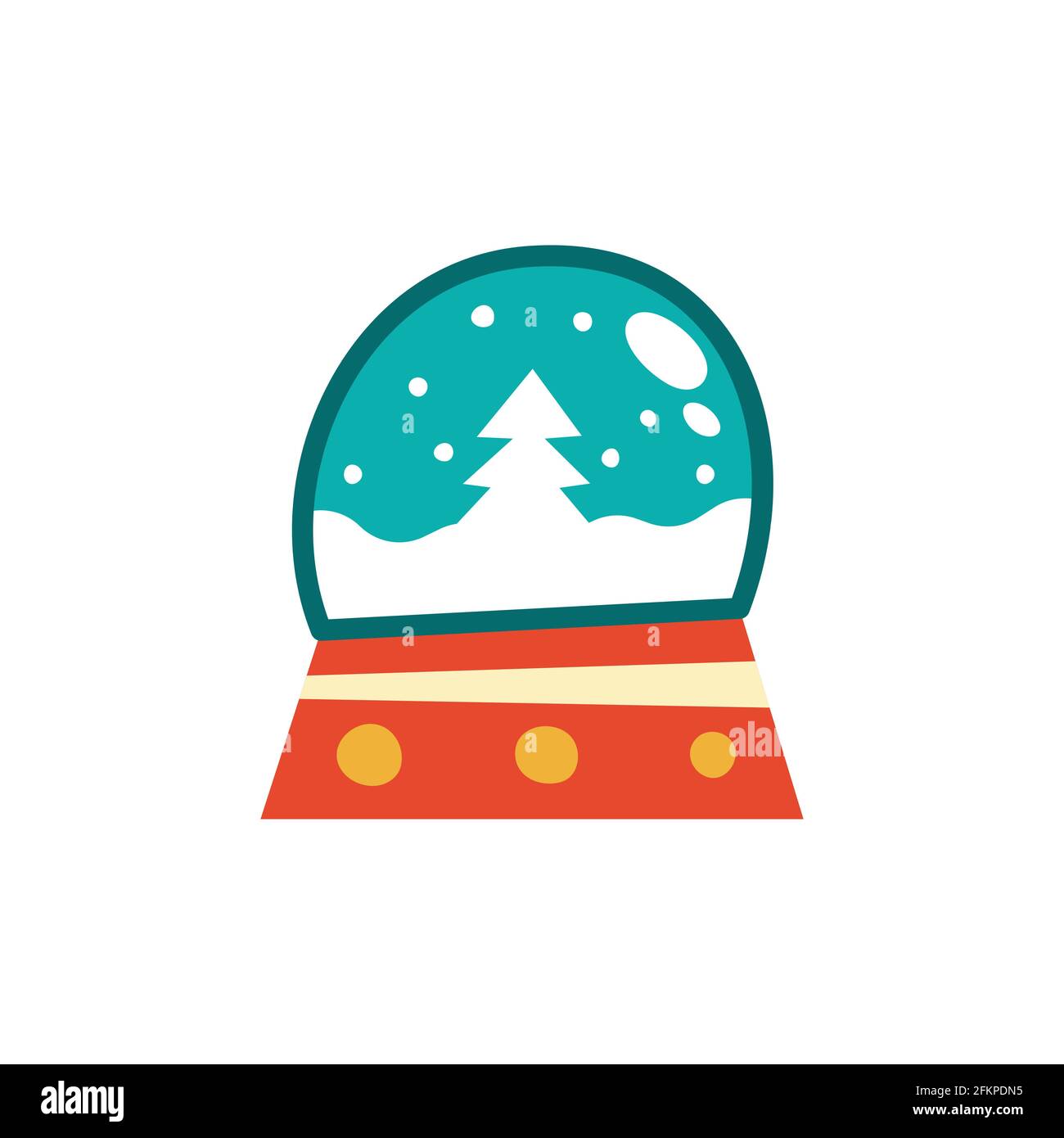 Glass ball with snow and forest. Vector illustration on white ...