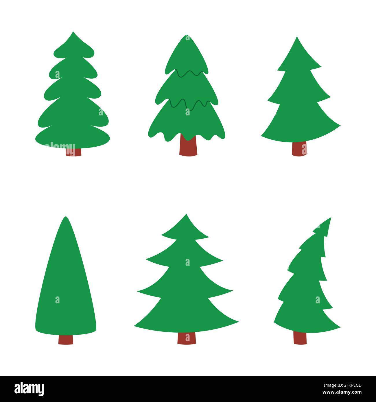 Christmas trees on white isolated background, set. vector illustration. Stock Vector
