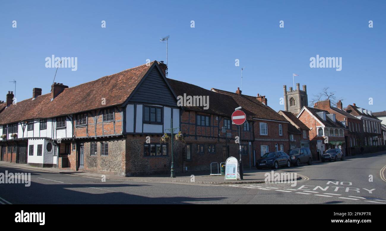 Old timber frames houses in Henley on Thames in Oxfordshire in the UK Stock Photo