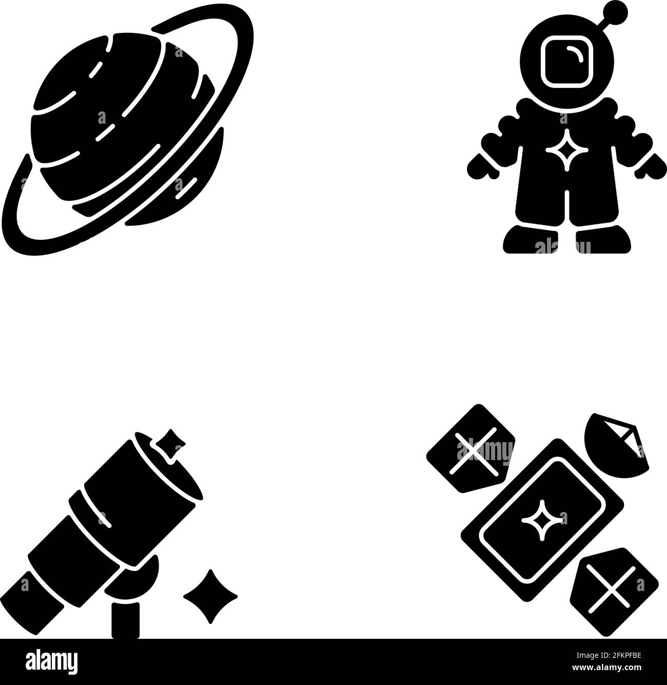 Astronautic black glyph icons set on white space Stock Vector Image ...