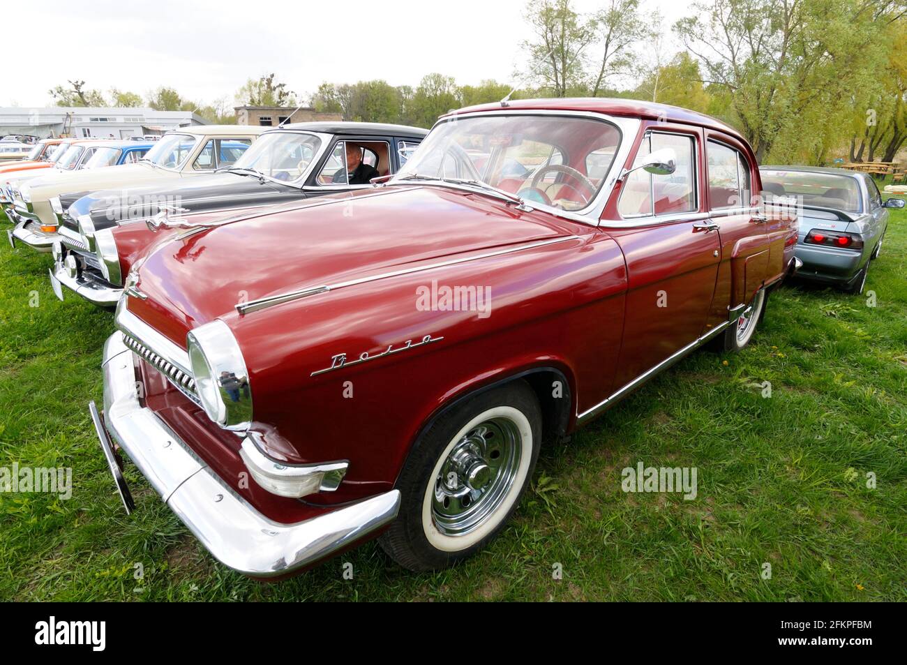 Made in USSR an old car GAZ Volga parked. Festival OLD CAR Land. May 12, 2019. KIev, Ukraine Stock Photo