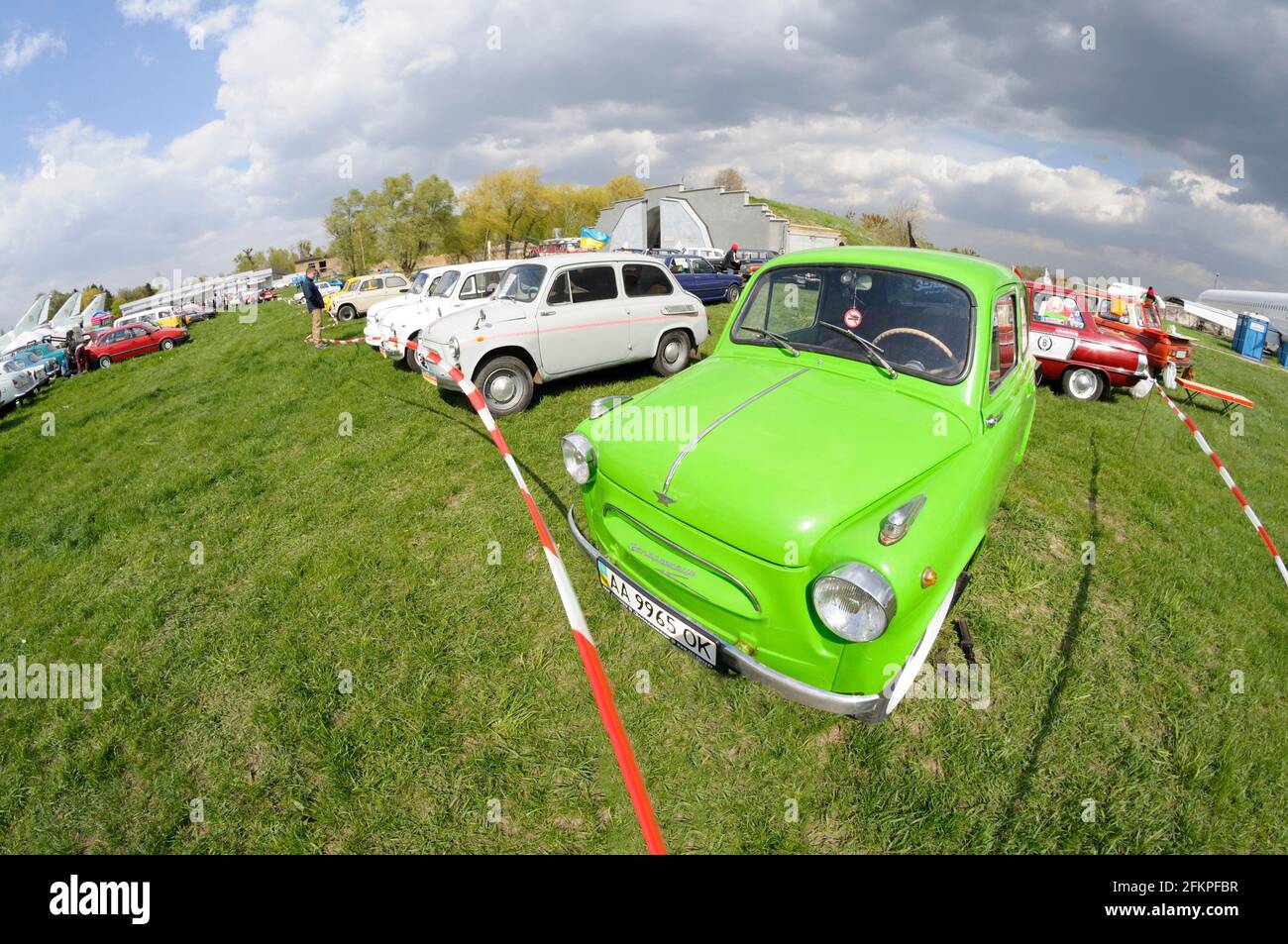 Made in USSR an old cars ZAZ 965 Zaporozhets parked. Festival OLD CAR Land. May 12, 2019. KIev, Ukraine Stock Photo