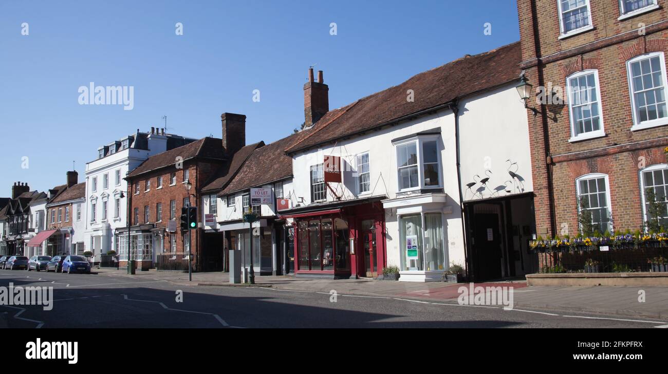 Views of shops and restaurants in Henley on Thames in Oxfordshire in