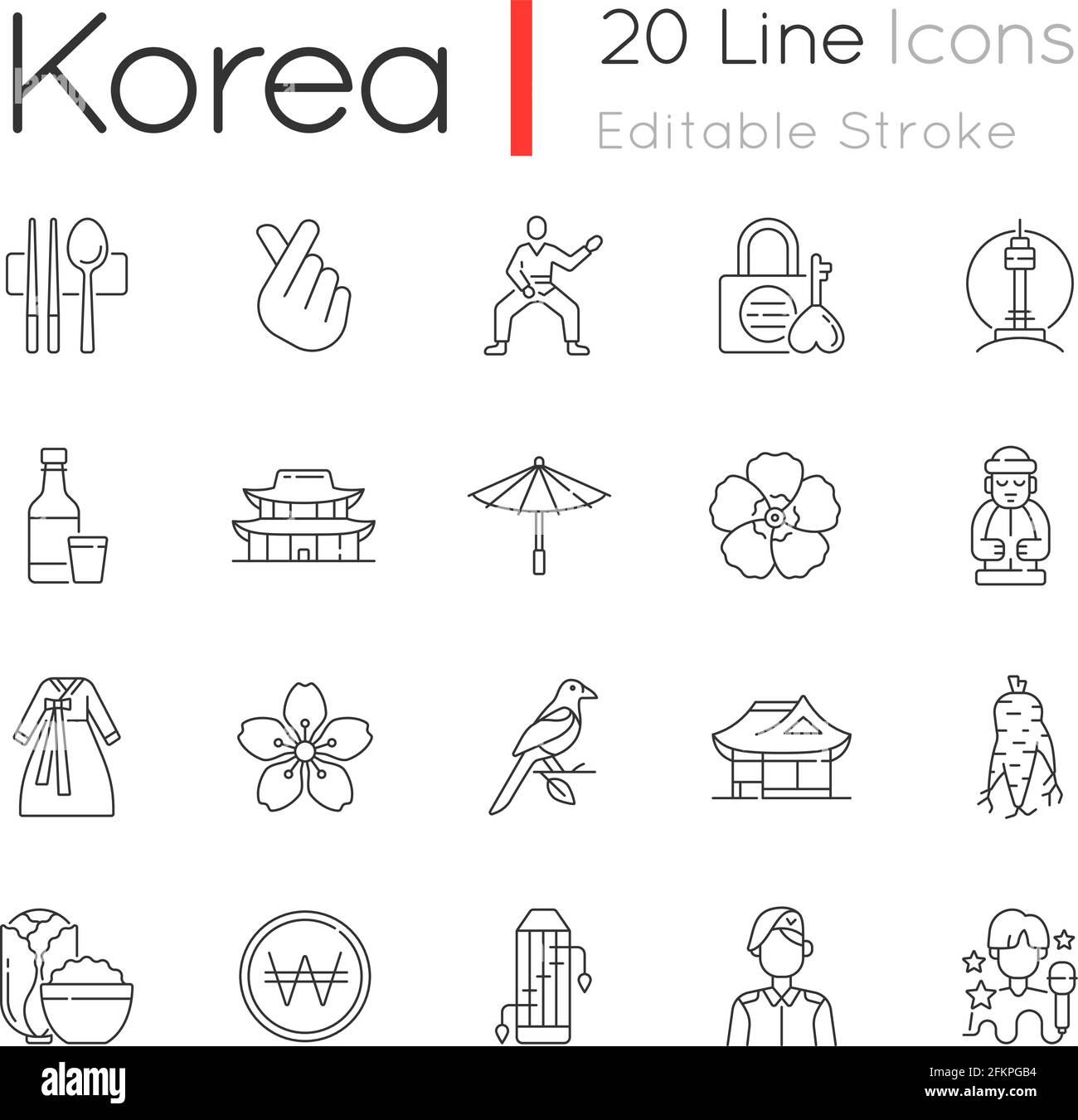 Korea linear icons set Stock Vector Image & Art - Alamy