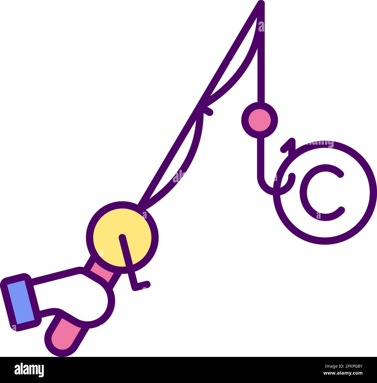 Stealing copyrighted material RGB color icon Stock Vector