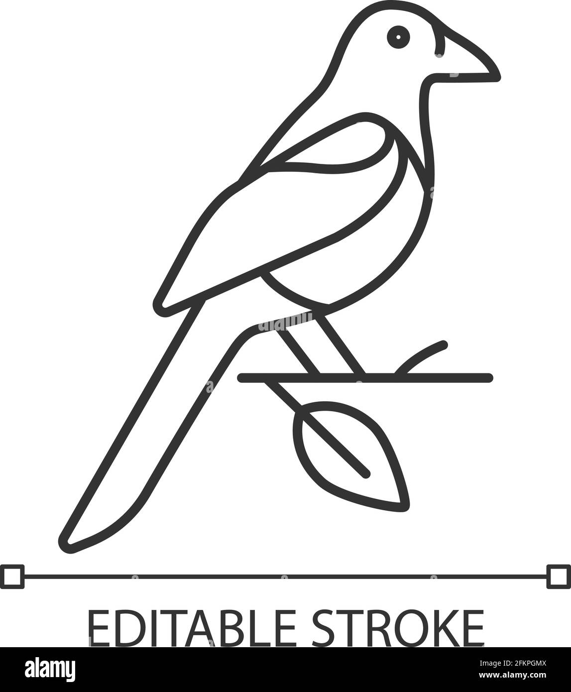 Oriental magpie linear icon Stock Vector