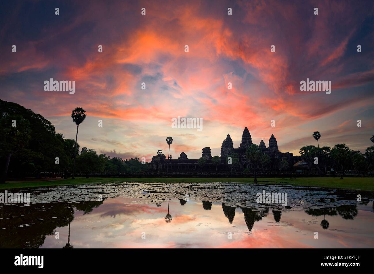 A Magic Sunrise At Angkor Wat Temple Siem Reap Cambodia Stock Photo a-magic-sunrise-at-angkor-wat-temple-siem-reap-cambodia-stock-photo