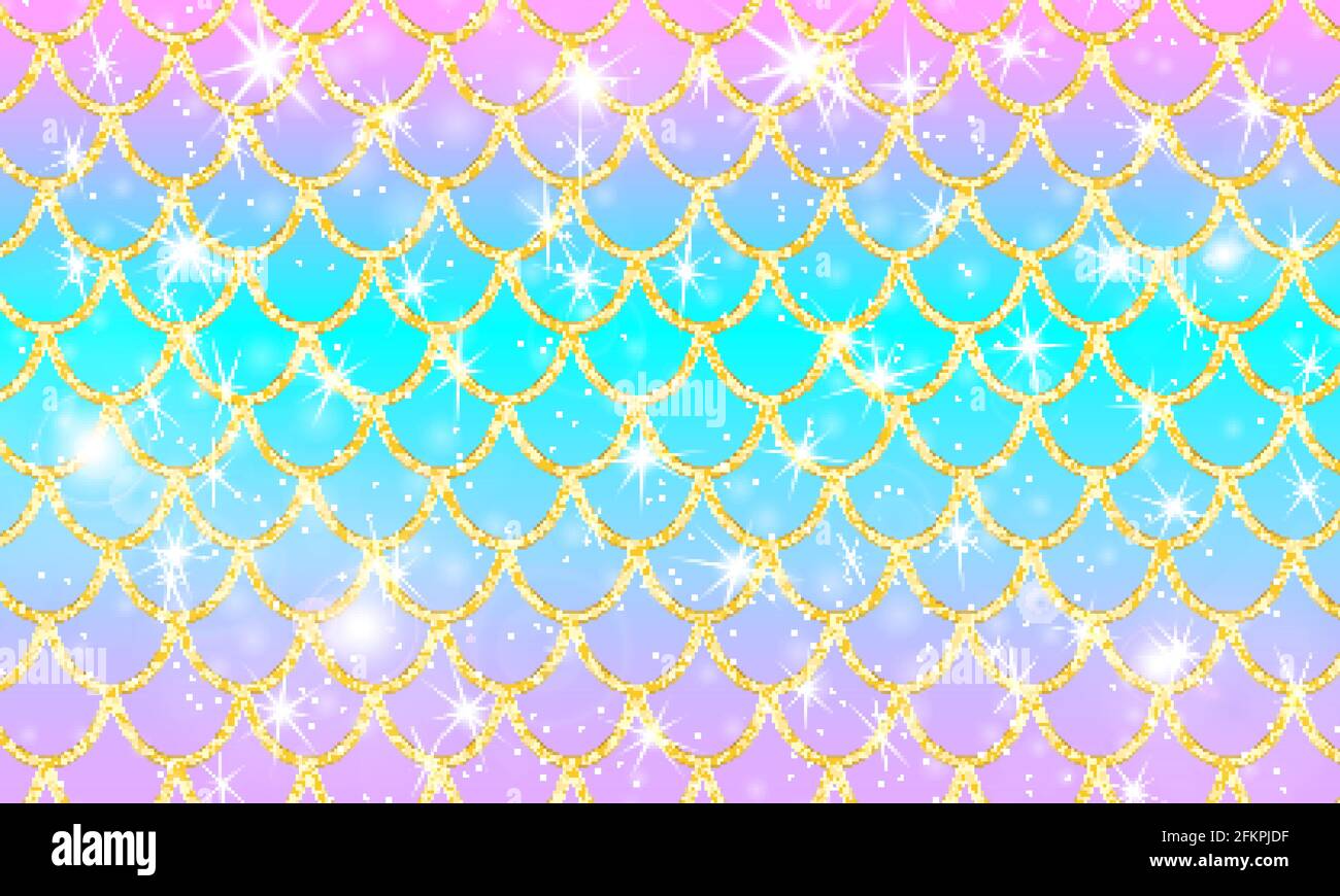 Golden pattern. Holographic rainbow background. Gold scales. Mermaid print.  Vector illustration Stock Vector Image \u0026 Art - Alamy, image size:1300x870