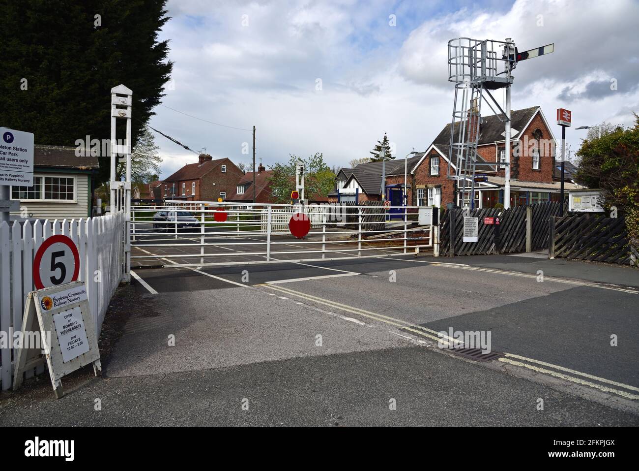 Manually operated Level Crossing at Poppleton Rail Station, Near York North Yorkshire Stock Photo