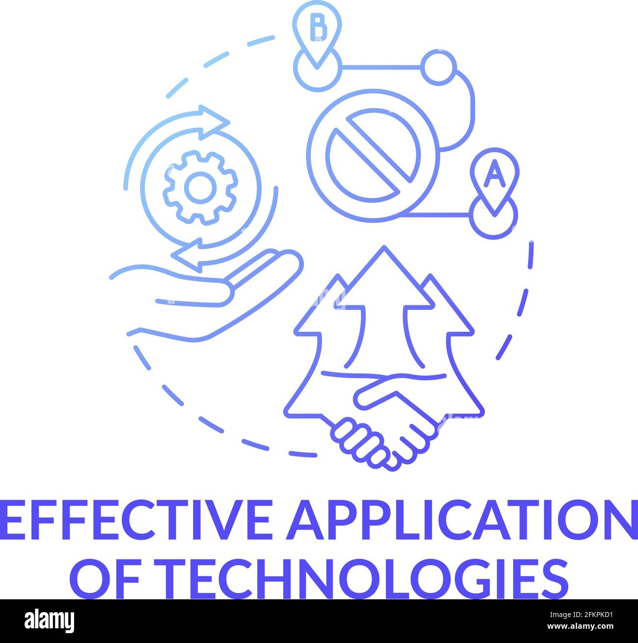 Effective application of technologies dark blue concept icon Stock Vector