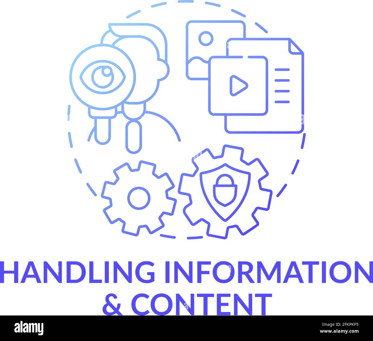 Handling information and content dark blue concept icon. Social media. Data on internet. Digital literacy and inclusion idea thin line illustration. V Stock Vector