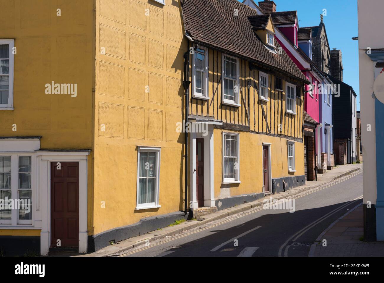 Colchester, Essex UK, view of typical old town residential properties located off East Hill in the centre of Colchester, Essex, England, UK Stock Photo