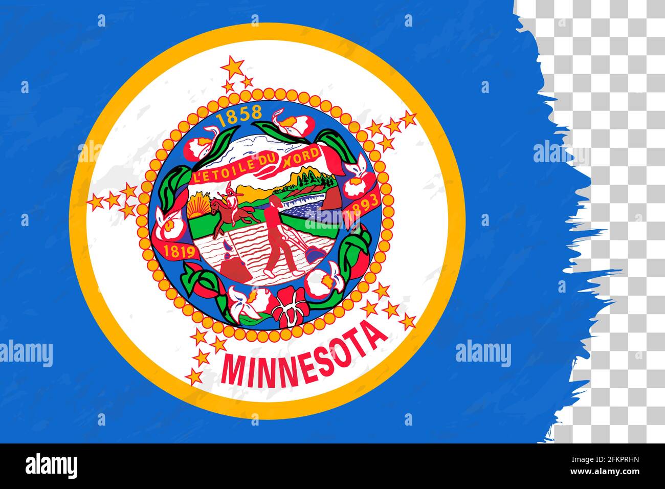 Horizontal Abstract Grunge Brushed Flag of Minnesota on Transparent Grid. Vector Template Stock ...