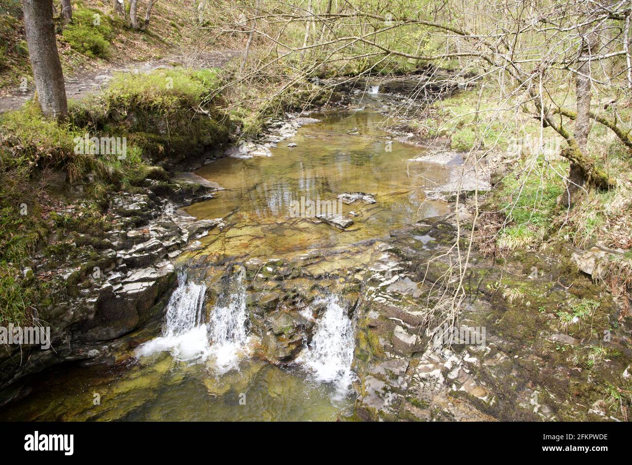 Triple Waterfall in Wales Stock Photo