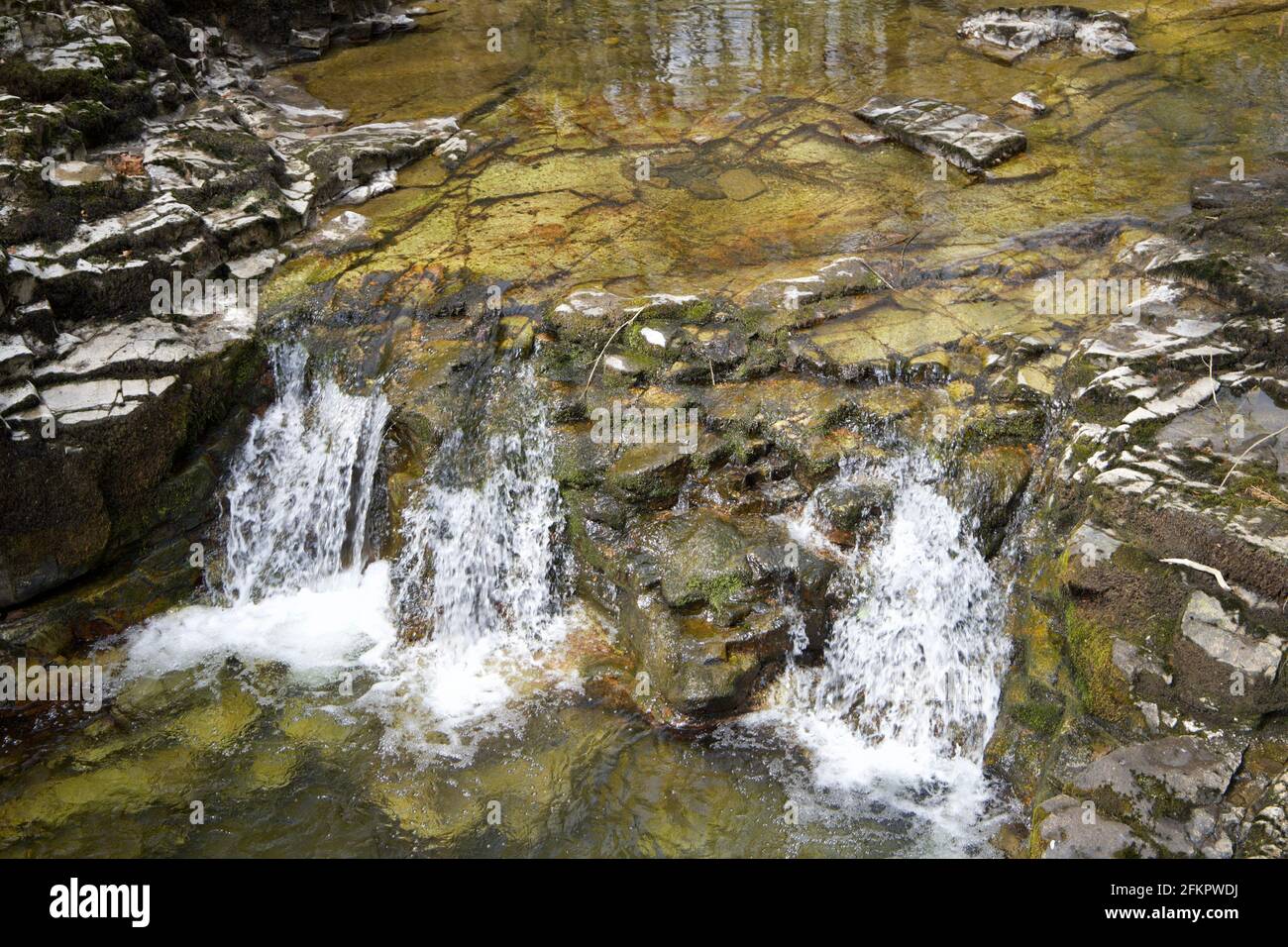 Triple Waterfall in Wales Stock Photo