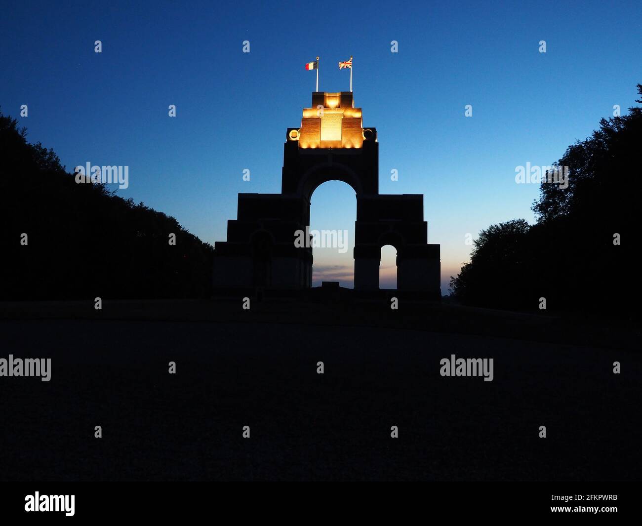 Thiepval Memorial to The Missing of the Somme at sunset Stock Photo