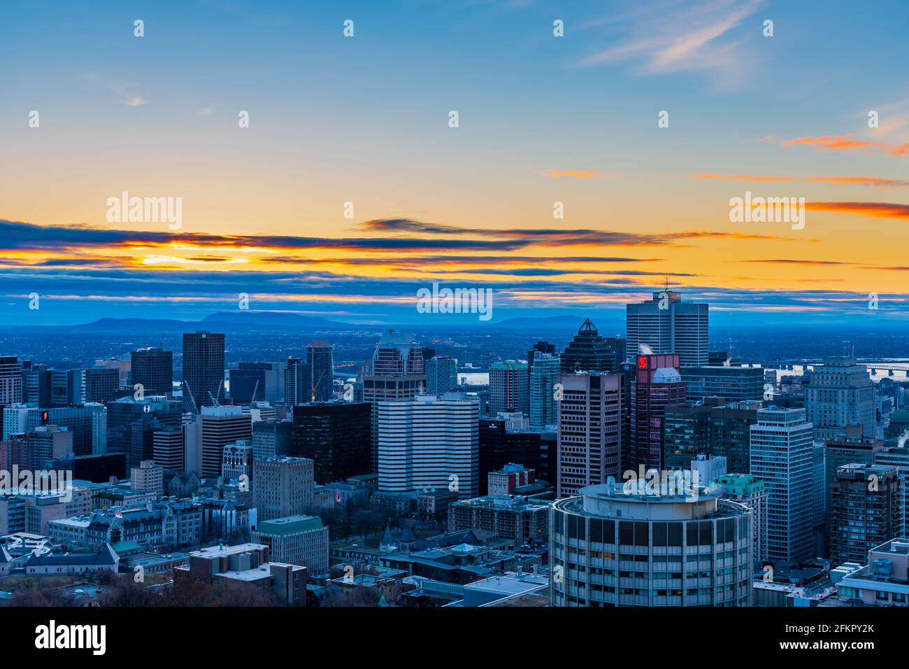 Beautiful sunrise from the Kondiaronk belvedere, in Montreal, Canada Stock Photo