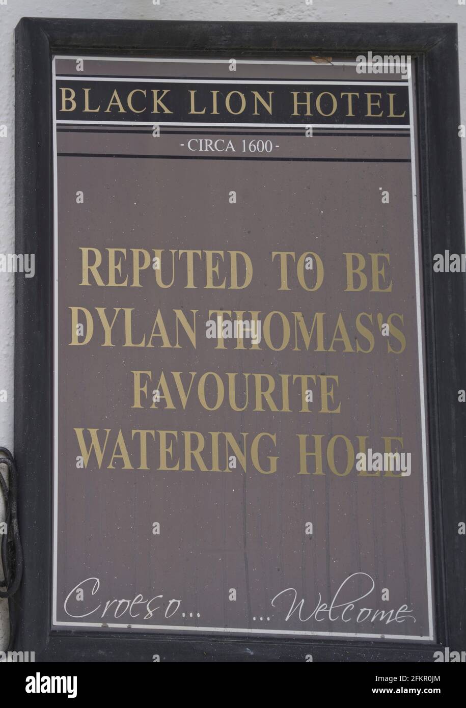Plaque marking the late Welsh poet Dylan Thomas trail in the coastal ...