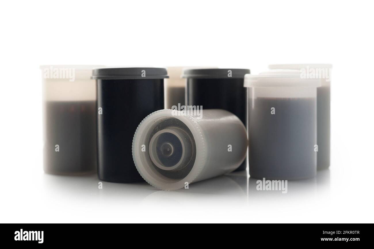 Plastic canister for a film 35mm roll isolated on white background Stock Photo Alamy