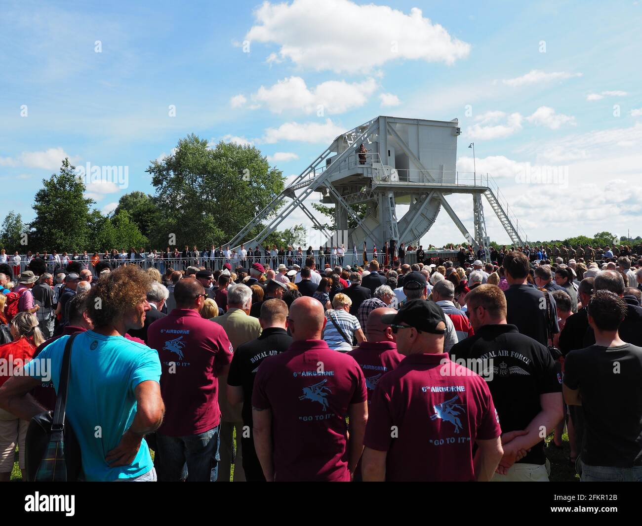 D Day commemoration at Pegasus Bridge Stock Photo