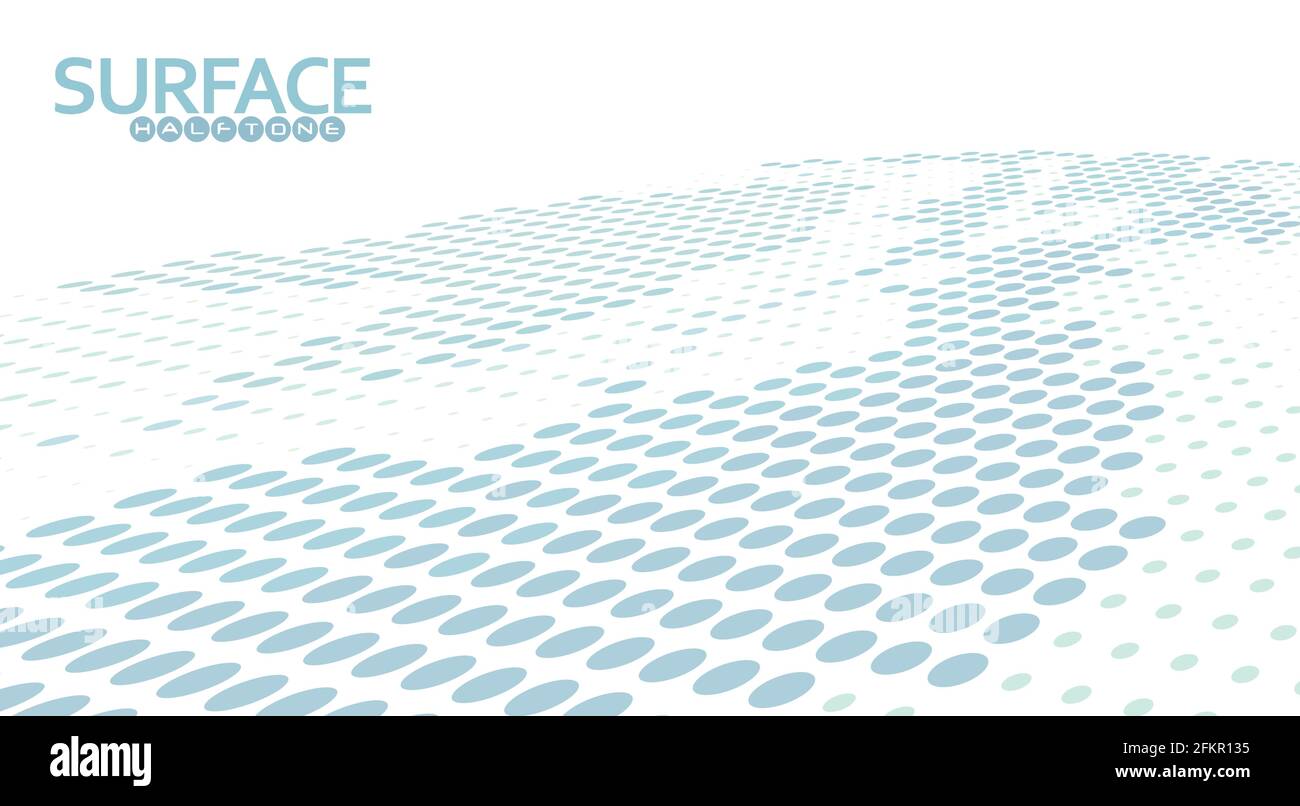 Simple dotted perspective surface with halftone effect. Vector graphic background Stock Vector